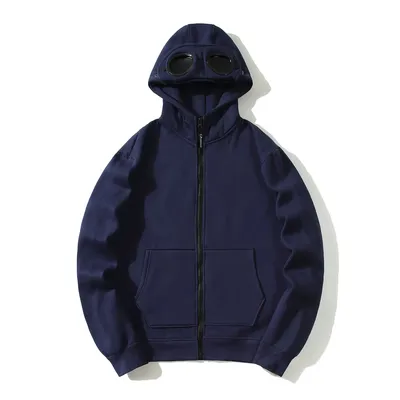Autumn and Winter Glasses Hat Hip-hop Cardigan Zipper and Fleece Hooded Sweatshirt Outdoor Warm Jacket Unisex