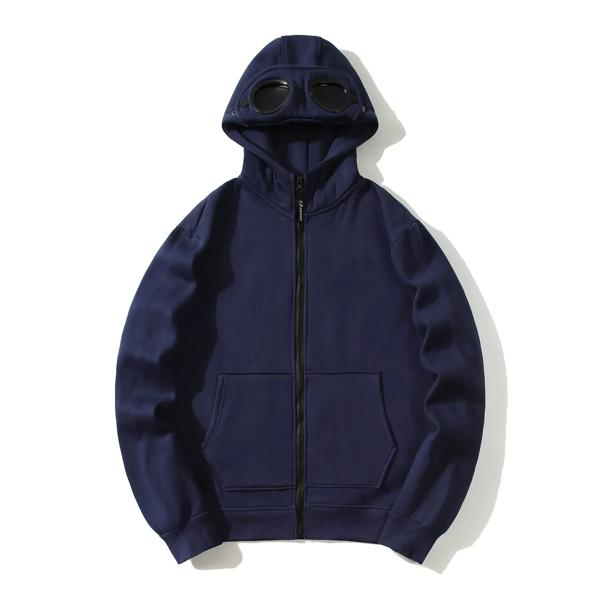 Autumn and Winter Glasses Hat Hip-hop Cardigan Zipper and Fleece Hooded Sweatshirt Outdoor Warm Jacket Unisex