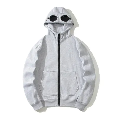 Autumn and Winter Glasses Hat Hip-hop Cardigan Zipper and Fleece Hooded Sweatshirt Outdoor Warm Jacket Unisex