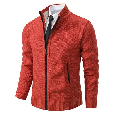 Autumn And Winter New Jersey Men's Casual Sports Coat Solid Color Stand Collar Wweater Grab Fleece Warm Zipper Cardigan Autumn And Winter New Jersey Men's Casual Sports Coat Solid Color Stand Collar Wweater Grab Fleece Warm Zipper Cardigan