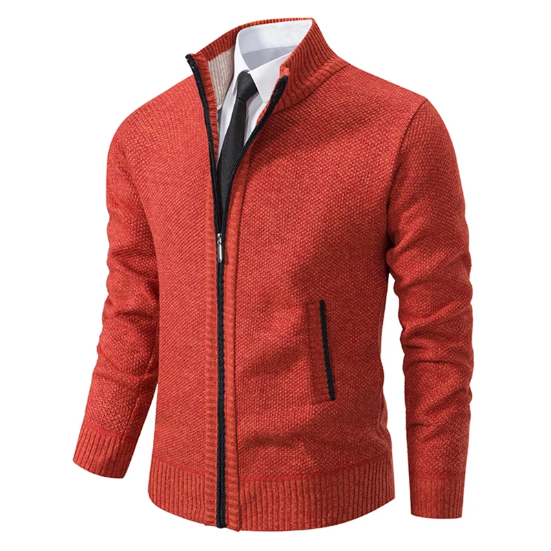 Autumn And Winter New Jersey Men's Casual Sports Coat Solid Color Stand Collar Wweater Grab Fleece Warm Zipper Cardigan Autumn And Winter New Jersey Men's Casual Sports Coat Solid Color Stand Collar Wweater Grab Fleece Warm Zipper Cardigan
