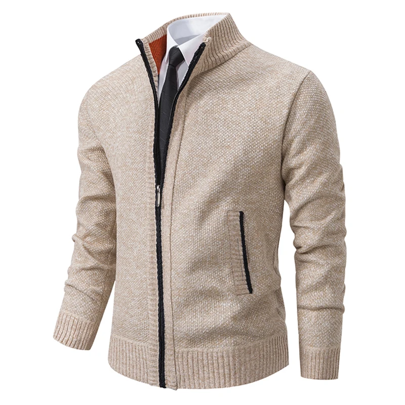Autumn And Winter New Jersey Men's Casual Sports Coat Solid Color Stand Collar Wweater Grab Fleece Warm Zipper Cardigan Autumn And Winter New Jersey Men's Casual Sports Coat Solid Color Stand Collar Wweater Grab Fleece Warm Zipper Cardigan