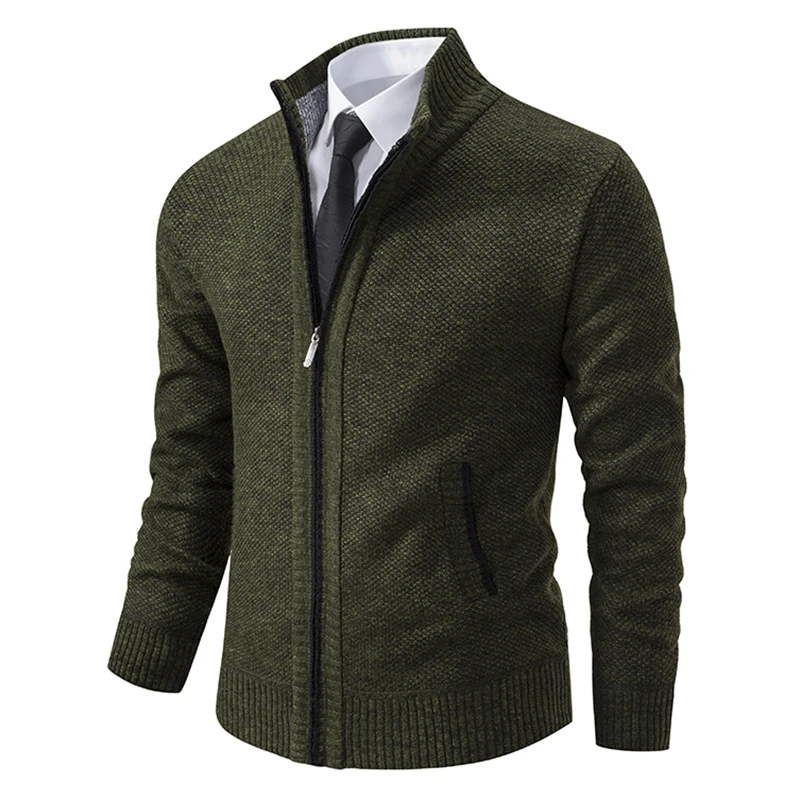 Autumn And Winter New Jersey Men's Casual Sports Coat Solid Color Stand Collar Wweater Grab Fleece Warm Zipper Cardigan Autumn And Winter New Jersey Men's Casual Sports Coat Solid Color Stand Collar Wweater Grab Fleece Warm Zipper Cardigan
