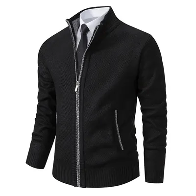 Autumn And Winter New Jersey Men's Casual Sports Coat Solid Color Stand Collar Wweater Grab Fleece Warm Zipper Cardigan Autumn And Winter New Jersey Men's Casual Sports Coat Solid Color Stand Collar Wweater Grab Fleece Warm Zipper Cardigan