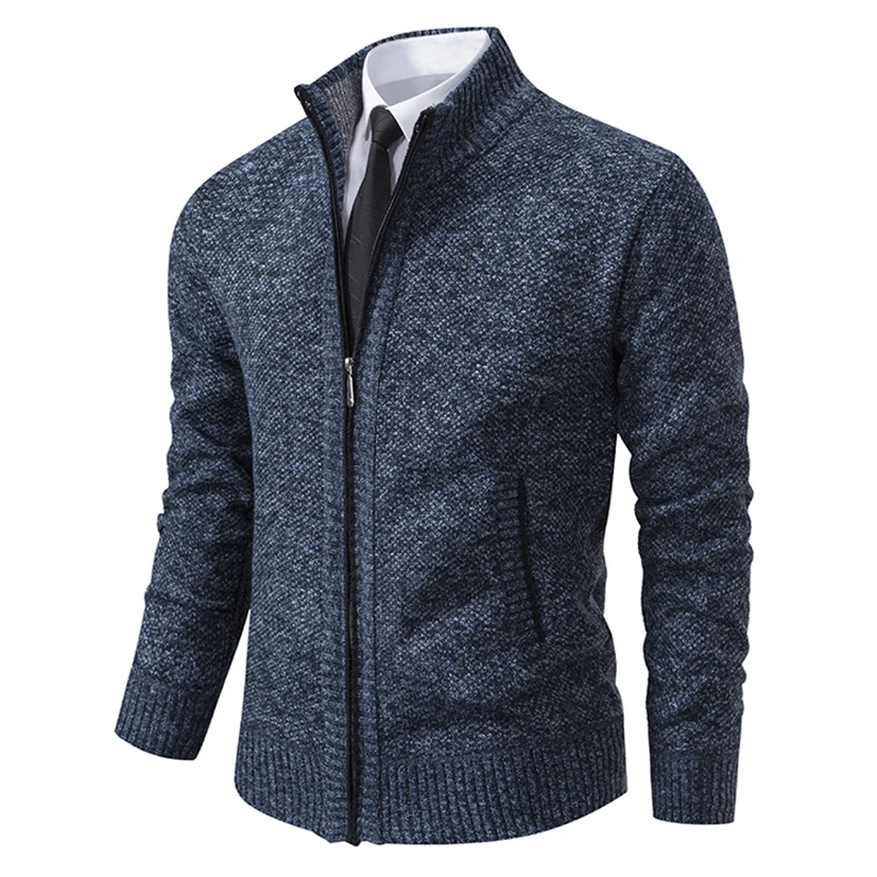 Autumn And Winter New Jersey Men's Casual Sports Coat Solid Color Stand Collar Wweater Grab Fleece Warm Zipper Cardigan Autumn And Winter New Jersey Men's Casual Sports Coat Solid Color Stand Collar Wweater Grab Fleece Warm Zipper Cardigan