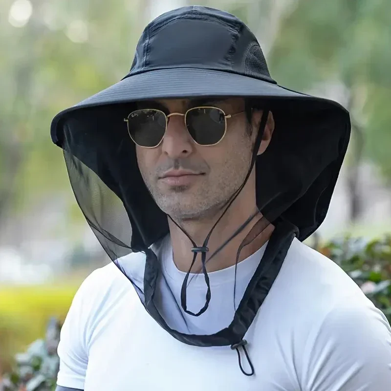 Autumn Hiking Foldable Mosquito Hat With Hidden Net Mesh Repellent Insect Bee Protection Outdoor Sunscreen Fishing