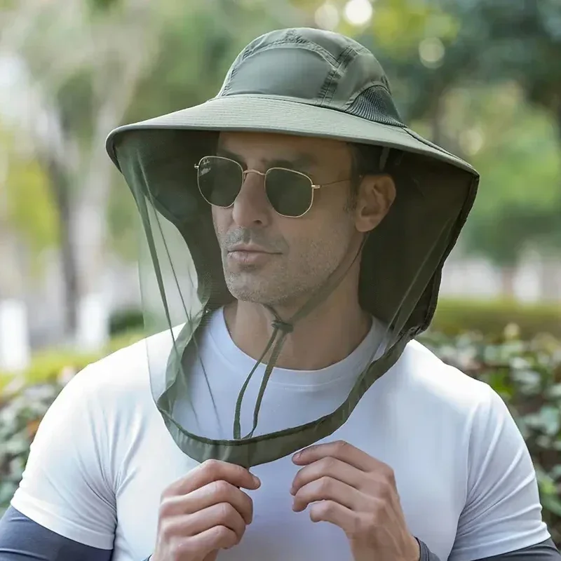 Autumn Hiking Foldable Mosquito Hat With Hidden Net Mesh Repellent Insect Bee Protection Outdoor Sunscreen Fishing