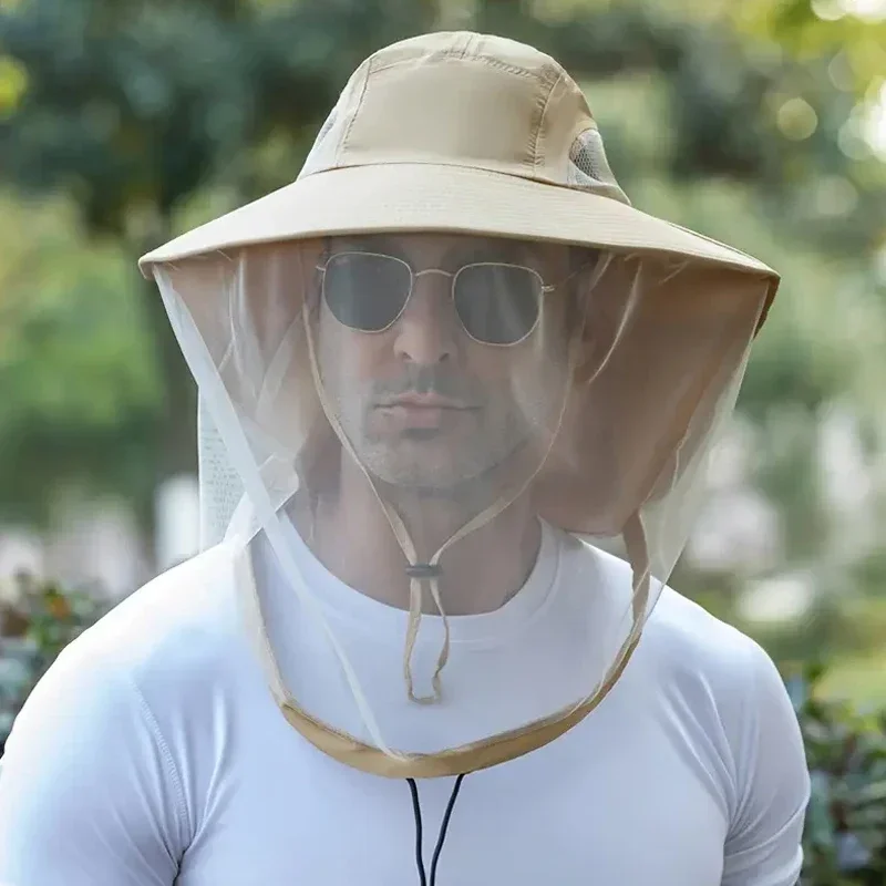 Autumn Hiking Foldable Mosquito Hat With Hidden Net Mesh Repellent Insect Bee Protection Outdoor Sunscreen Fishing