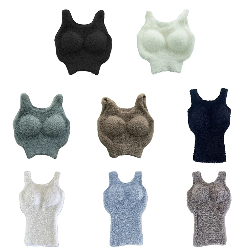 Autumn Winter Plush Warm Wool Tank Tops Bottom Imitation Cashmere Girls Thermal Underwear Thicken Fleece Camisole Bra Autumn Winter Plush Warm Wool Tank Tops Bottom Imitation Cashmere Girls Thermal Underwear Thicken Fleece Camisole Bra