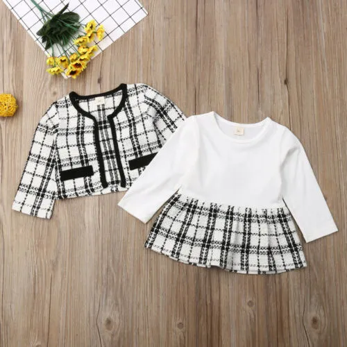 Autumn Winter Spring Party Baby Girls Clothes Plaid Coat Tops+Tutu Dress Formal Outfits Fit For 0-6 Years Autumn Winter Spring Party Baby Girls Clothes Plaid Coat Tops+Tutu Dress Formal Outfits Fit For 0-6 Years