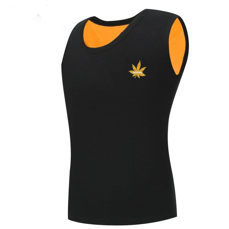 Autumn Winter Warm Fleece Tank Top Undershirt Men Fitness Sleeveless Thicken Tees Work Wear Plain T Shirt High Quality