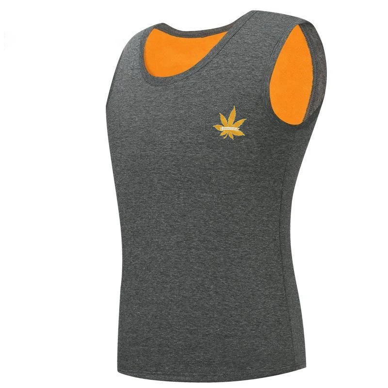 Autumn Winter Warm Fleece Tank Top Undershirt Men Fitness Sleeveless Thicken Tees Work Wear Plain T Shirt High Quality