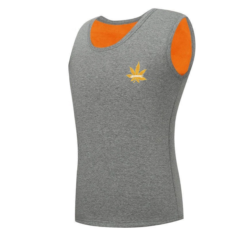 Autumn Winter Warm Fleece Tank Top Undershirt Men Fitness Sleeveless Thicken Tees Work Wear Plain T Shirt High Quality