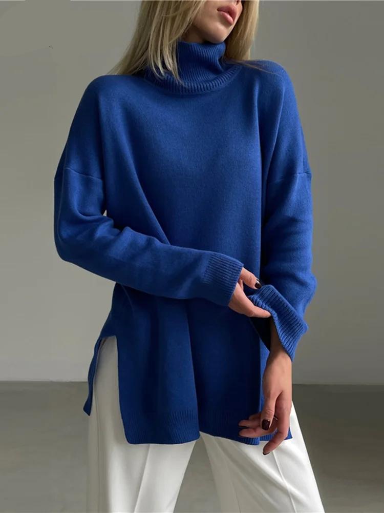 Autumn Winter Women's Sweaters Turtleneck Women Pulovers Side Split Knitted Jumpers Christmas Sweater Oversize Pull For Autumn Winter Women's Sweaters Turtleneck Women Pulovers Side Split Knitted Jumpers Christmas Sweater Oversize Pull For