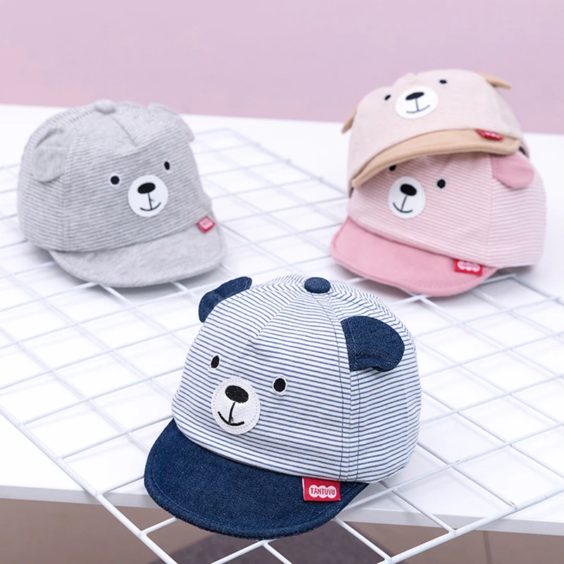 Baby Bear Baseball Cap New Spring Summer Cute Cartoon Solid Sunhat Boys Girls Cotton Snapback Caps Kid Hip Hop Fishing