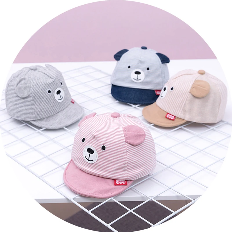 Baby Bear Baseball Cap New Spring Summer Cute Cartoon Solid Sunhat Boys Girls Cotton Snapback Caps Kid Hip Hop Fishing
