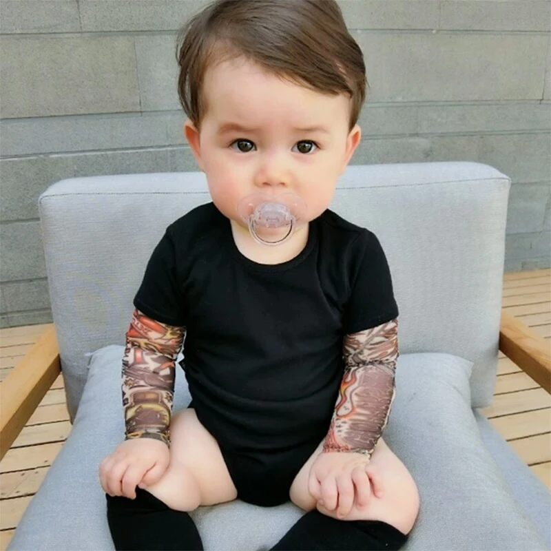 Baby Bodysuit Boys Girls Tattoo Printed Patchwork Jumpsuit Newborn Costume Casual Outfits Toddler Infant Kids Clothes