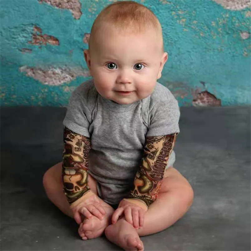 Baby Bodysuit Boys Girls Tattoo Printed Patchwork Jumpsuit Newborn Costume Casual Outfits Toddler Infant Kids Clothes
