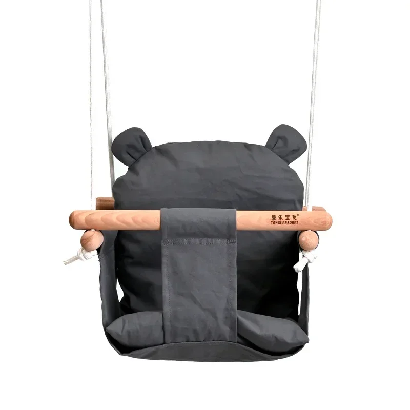 Baby Canvas Swing Chair Hanging Wood Children Kindergarten Toy Outside Indoor Small Basket Beige Swinging Rocking Chair Baby Canvas Swing Chair Hanging Wood Children Kindergarten Toy Outside Indoor Small Basket Beige Swinging Rocking Chair