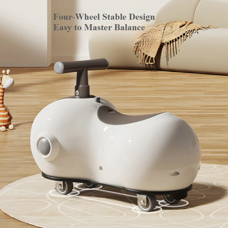 Baby Peanut Twist Car Infant Scooter Walker with Sound Light Silent Wheel Outdoor Ride on Toy Car Balance Training