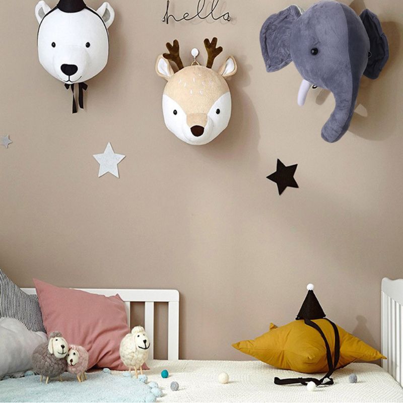 Baby Plush Animal Head Wall Decor