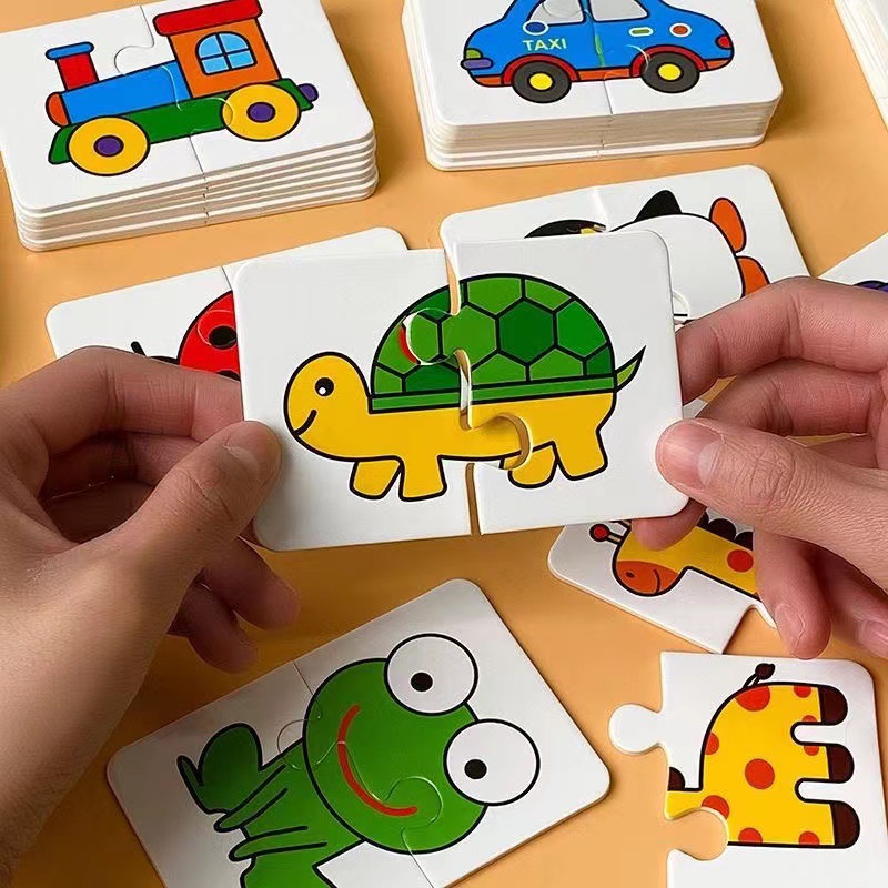 Baby Puzzle Toys for Children Animals Fruit Truck Graph Card Matching Games Montessori Toys for Kids