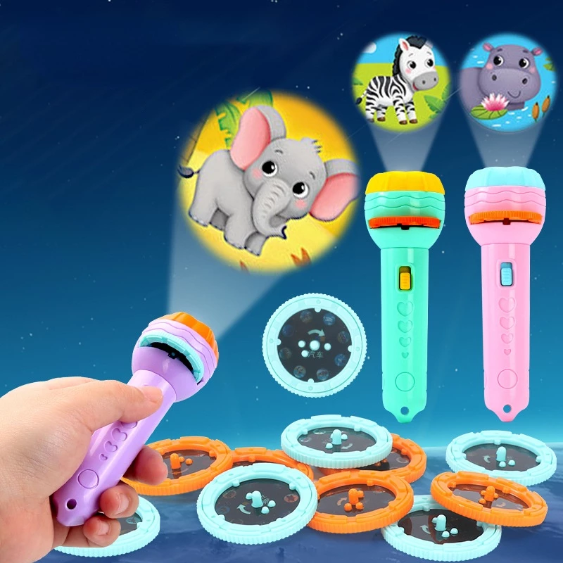 Baby Sleeping Story Book Flashlight Projector Torch Lamp Toy Early Education Toy for Kid Holiday Birthday Xmas Gift