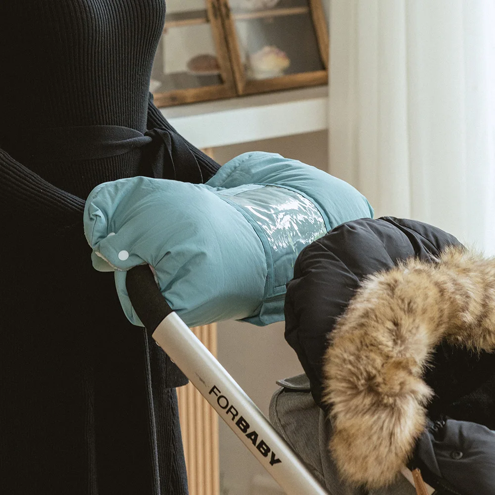 Baby Stroller Gloves Waterproof Warm Winter Antifreeze Mittens With Tissue Phone Bag Transparent Can Be Touch Screen