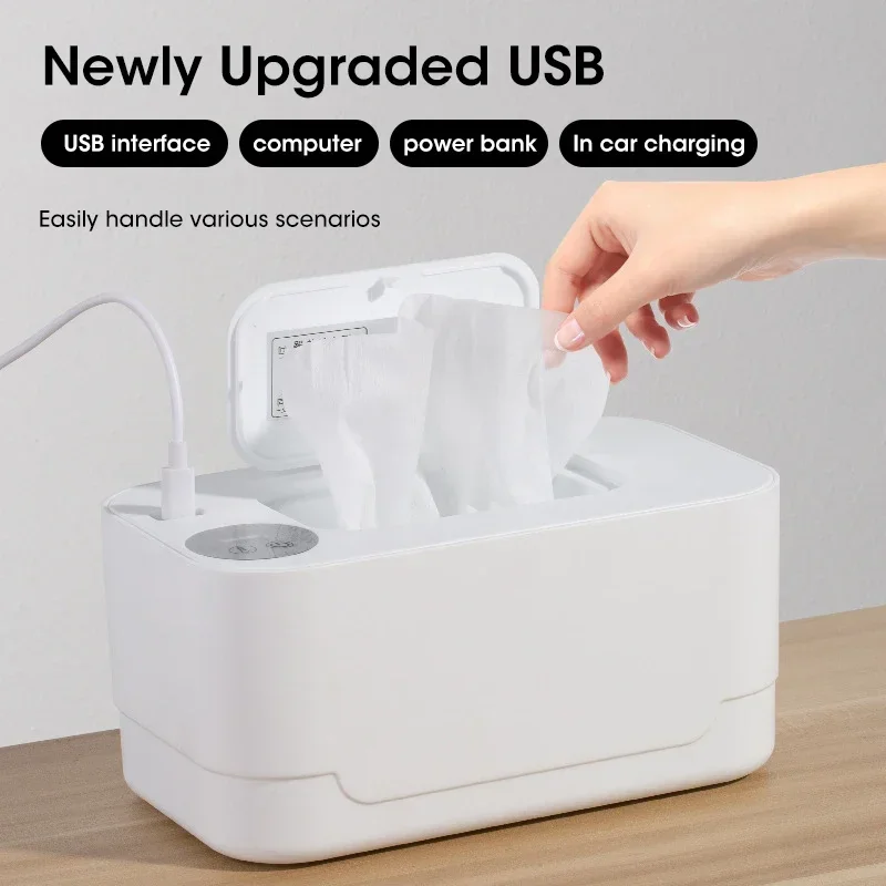 Baby Wipe Warmer Heater with LED Display Wet Towel Dispenser Portable USB Charge Baby Wipe Warmer Napkin Heating Box Baby Wipe Warmer Heater with LED Display Wet Towel Dispenser Portable USB Charge Baby Wipe Warmer Napkin Heating Box