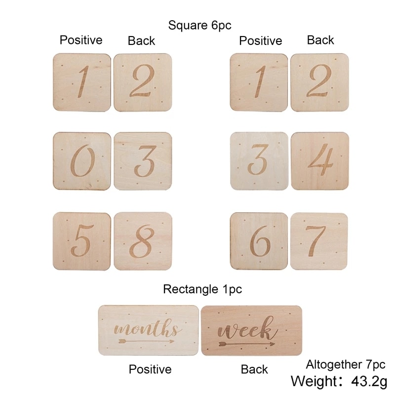 Baby Wooden Milestone Cards (7pcs)
