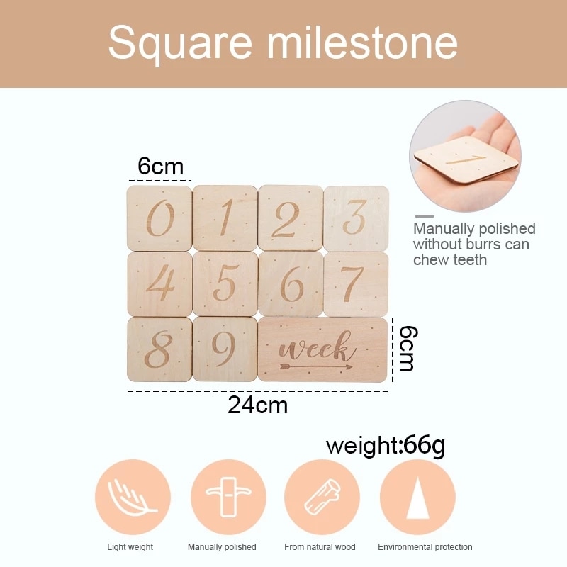 Baby Wooden Milestone Cards (7pcs)