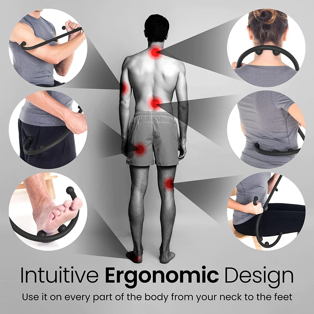 Back Neck and Foot Massager for Trigger Point Fibromyalgia Pain Relief and Self Massage Hook Cane Therapy, Back