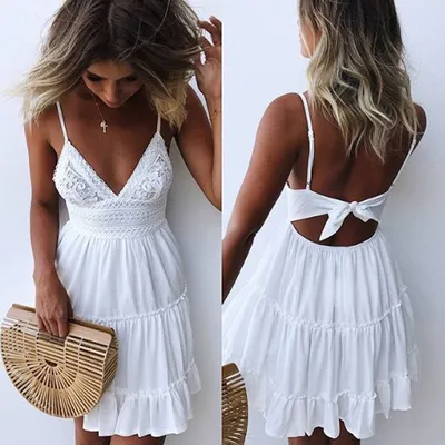 Backless Deep V-Neck Beach Dress Backless Deep V-Neck Beach Dress