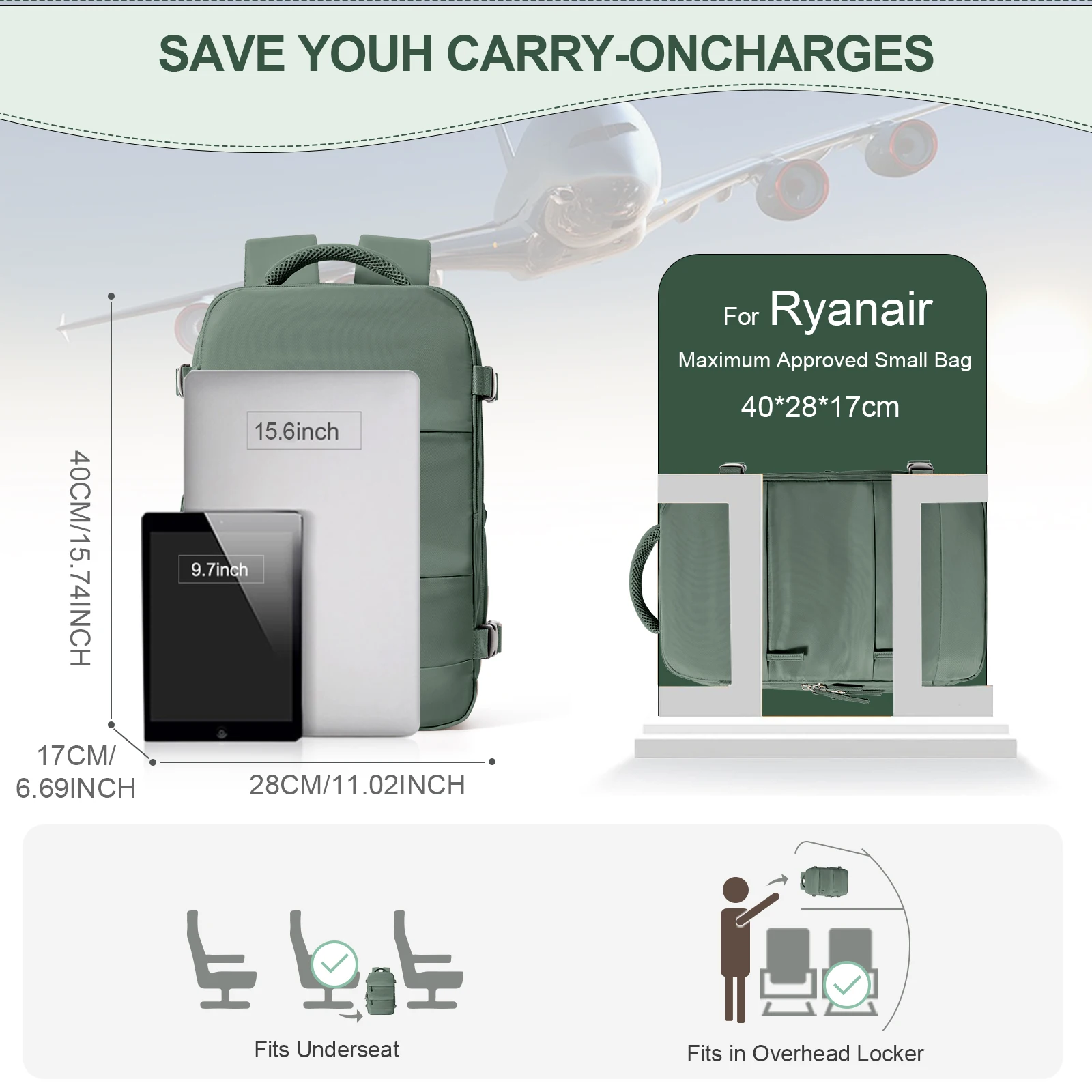 Backpack 40x20x25 Cabin Bag Travel Backpack for Men Women Hand Luggage Leisure Laptop Backpack