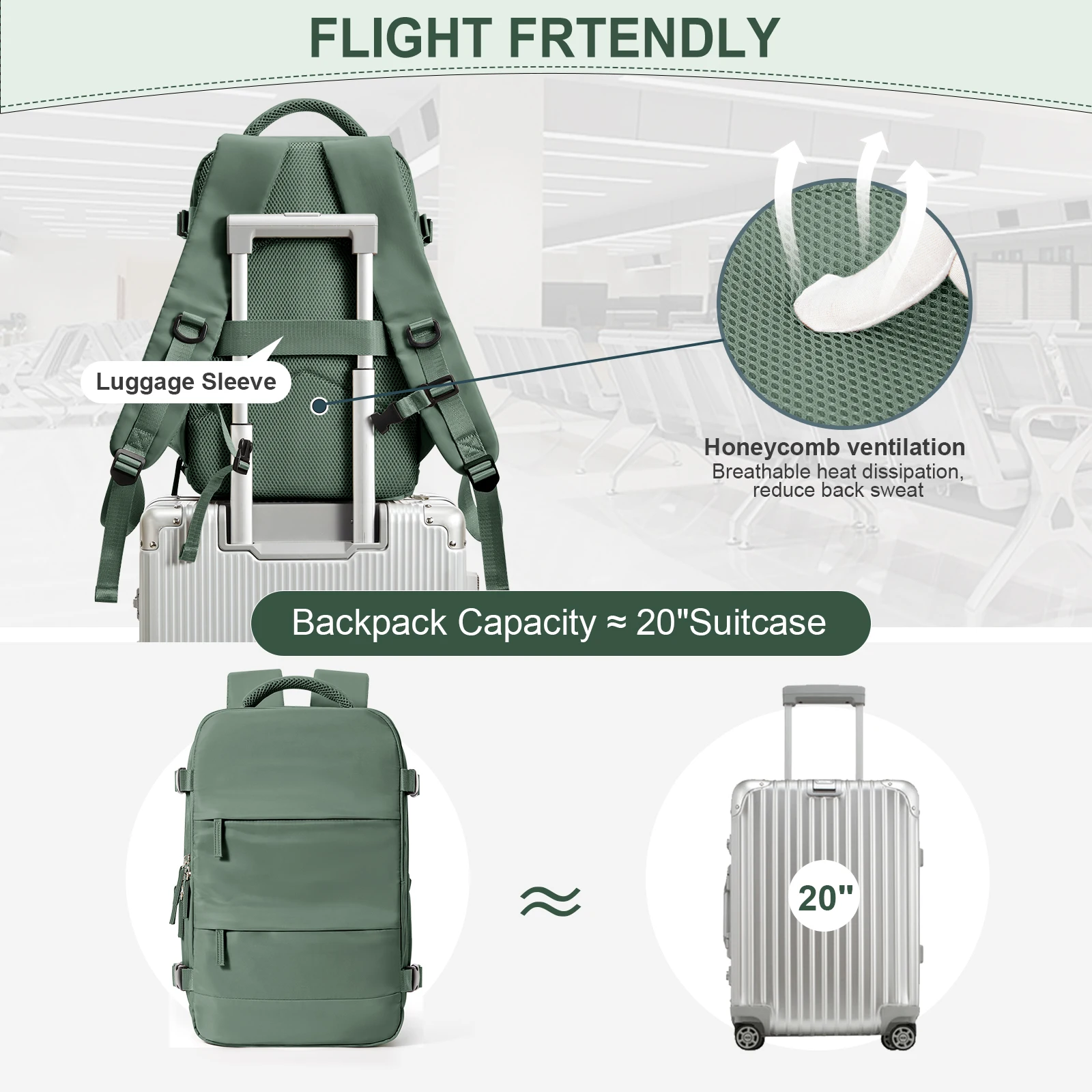 Backpack 40x20x25 Cabin Bag Travel Backpack for Men Women Hand Luggage Leisure Laptop Backpack
