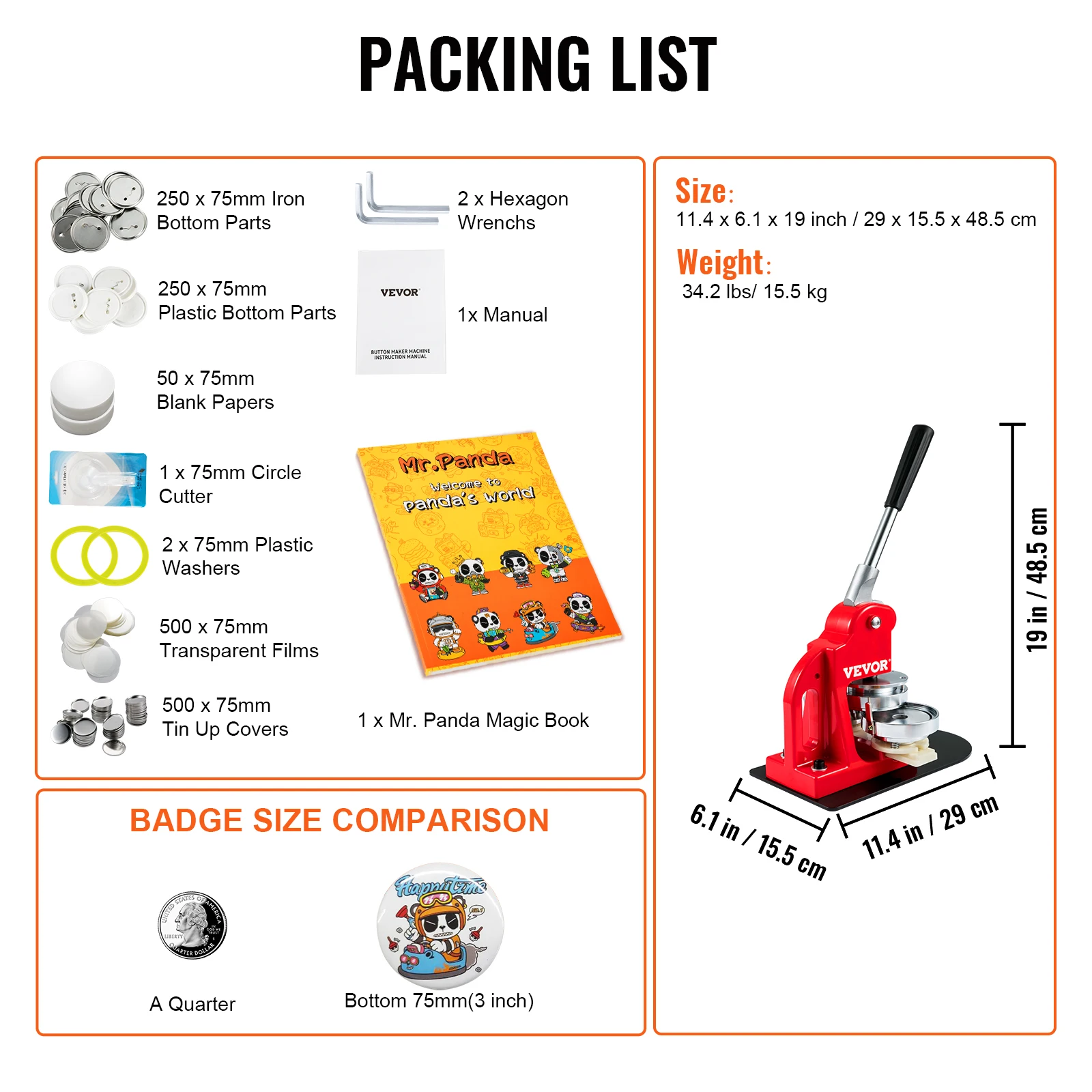Badge Maker Machine 25 or 32 or 58 or 75MM DIY Button Pin with 500Pcs Free Parts Press Kit Circle Manufacture Button Badge Maker Machine 25 or 32 or 58 or 75MM DIY Button Pin with 500Pcs Free Parts Press Kit Circle Manufacture Button