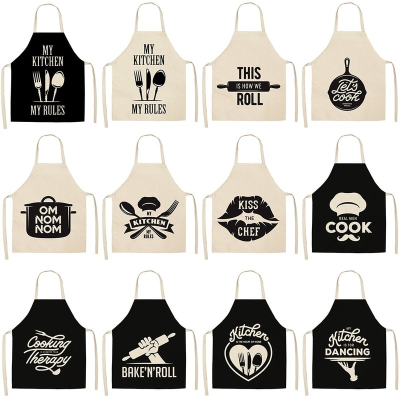 Baking Apron Black and White Printed Apron