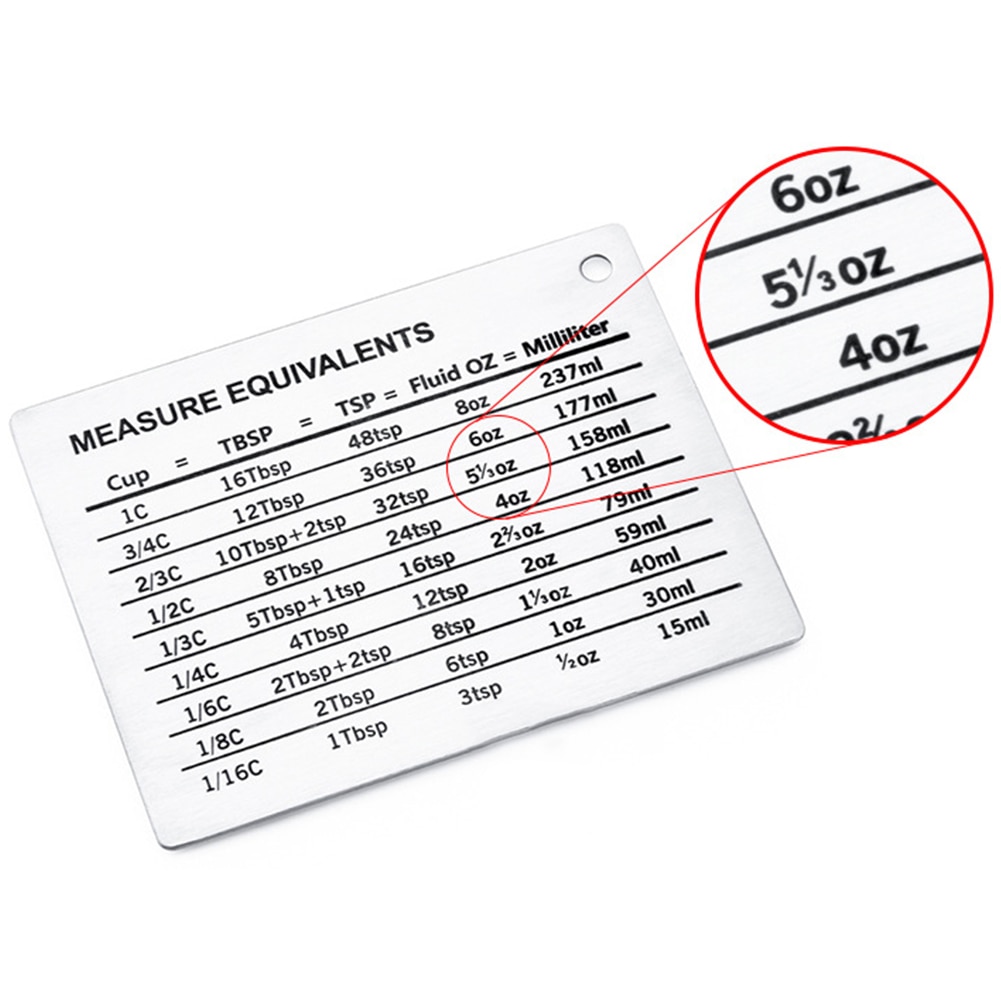 Baking Conversion Chart Magnetic Plate