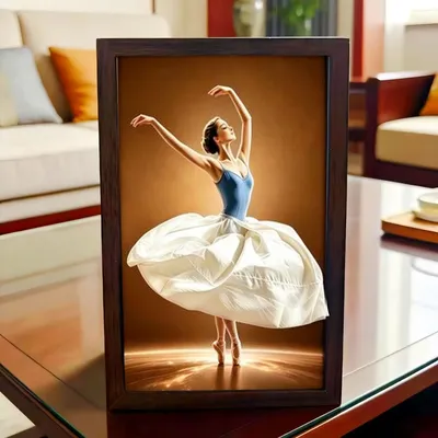 Ballet Dancer Pattern Photo Frame Tissue Box Wooden Holder Home Living Room Coffee Table Bedroom Decorative Storage