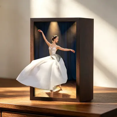 Ballet Dancer Pattern Photo Frame Tissue Box Wooden Holder Home Living Room Coffee Table Bedroom Decorative Storage