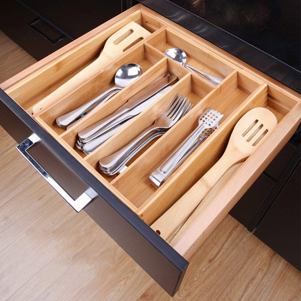 Bamboo Adjustable Cutlery Tray Bamboo Adjustable Cutlery Tray