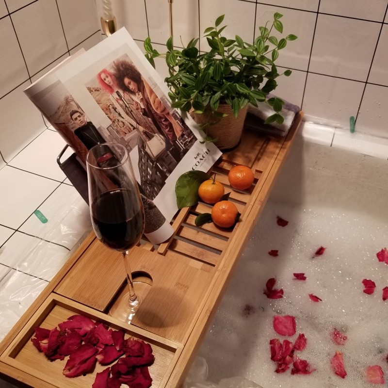 Bamboo Bath Caddy Bathtub Tray Organizer Bamboo Bath Caddy Bathtub Tray Organizer