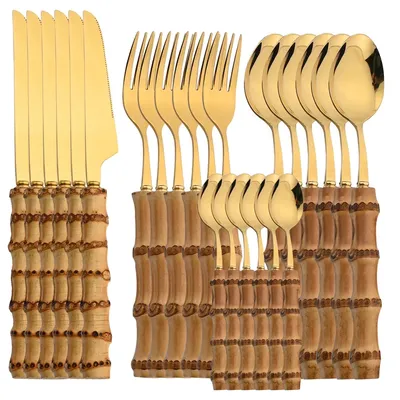 Bamboo Handle Cutlery Set (24Pcs) Bamboo Handle Cutlery Set (24Pcs)