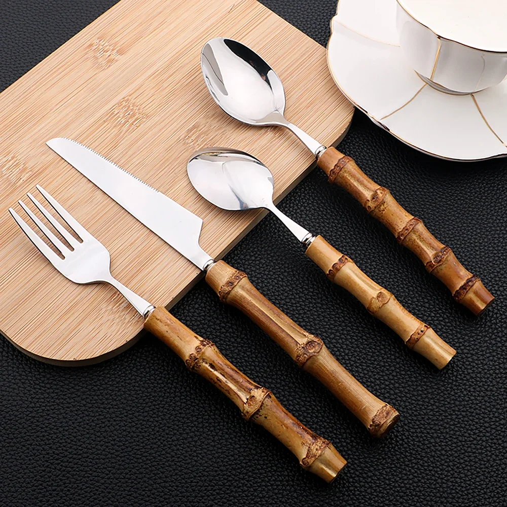 Bamboo Handle Cutlery Set (24Pcs) Bamboo Handle Cutlery Set (24Pcs)