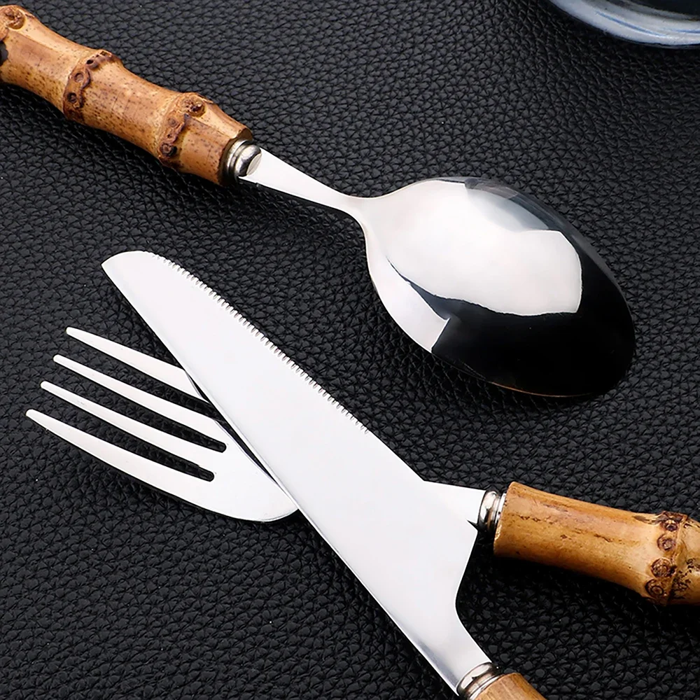 Bamboo Handle Cutlery Set (24Pcs) Bamboo Handle Cutlery Set (24Pcs)