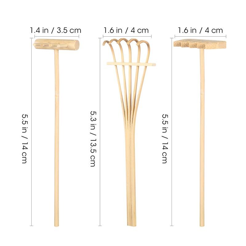Bamboo Mini Zen Garden Rakes (3pcs)
