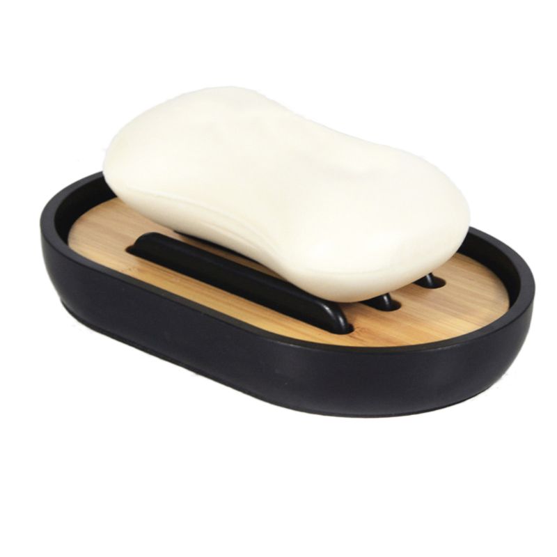 Bamboo Soap Dish Rack Container with Lid