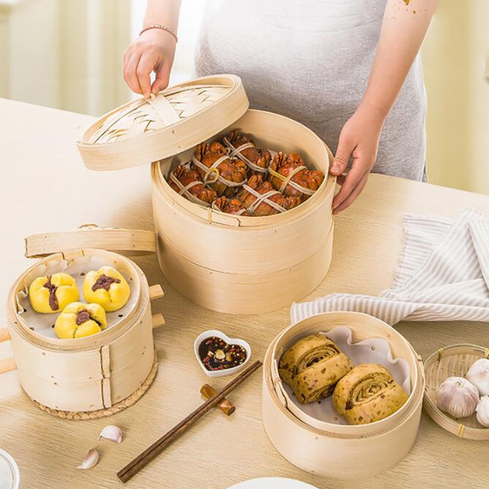 Bamboo Steamer Basket Kitchen Set