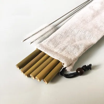 Bamboo Straws with Cleaning Brush Set Bamboo Straws with Cleaning Brush Set