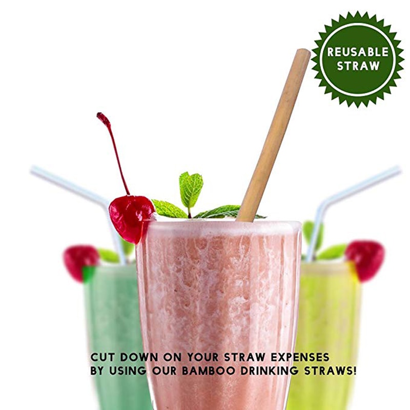 Bamboo Straws with Cleaning Brush Set Bamboo Straws with Cleaning Brush Set